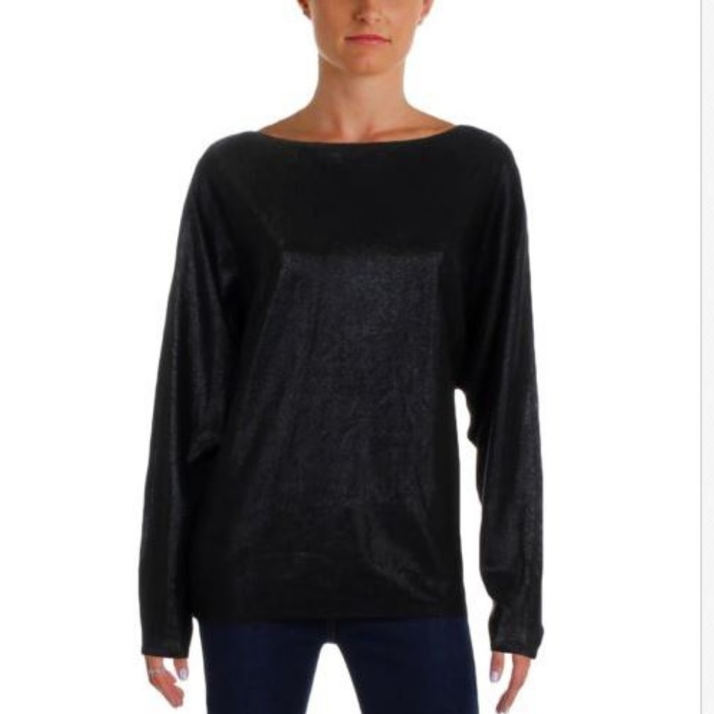 Ralph Lauren Dolman-Sleeve Shimmer Pullover Top XS